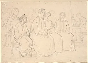 Hos Hages under et foredrag af Høyen by Constantin Hansen