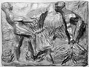 Høst II. To nøgne mænd, der samler kornneg by Niels Larsen Stevns