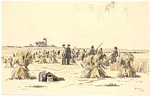 Høstarbejdere på marken by Martinus Rørbye