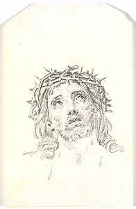 Hoved af den tornekronede Kristus by Martinus Rørbye