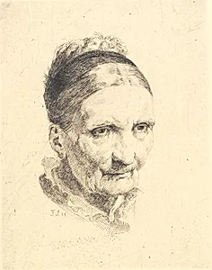 Hoved af en gammel kone. Madam Rasmussen by Frans Schwartz
