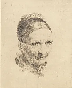 Hoved af en gammel kone, Madam Rasmussen by Frans Schwartz