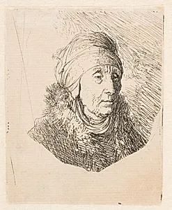 Hoved af en gammel kone by Rembrandt van Rijn