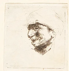 Hoved af en leende bonde by Cornelis Pietersz Bega