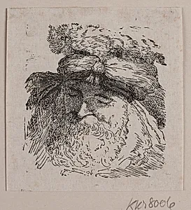Hoved af en mand med pelshue by Vilhelm Kyhn