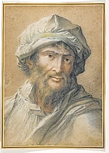 Hoved af en skægget mand med turban by Salvator Rosa