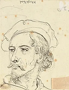 Hoved af mand i baret by Wilhelm Marstrand