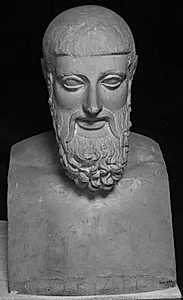 Hoved fra herme. Tyranmorderen Aristogeiton, Ferekydes-hovedet by Ubekendt