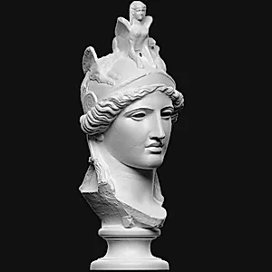 Hoved fra statuen Athena Hope med hjelm med sfinks og griffe by Ubekendt