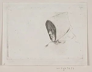 Hoved med munkehætte by Carl Bloch