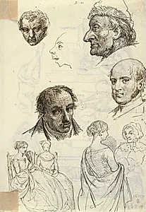Hoveder og to grupper by Wilhelm Marstrand
