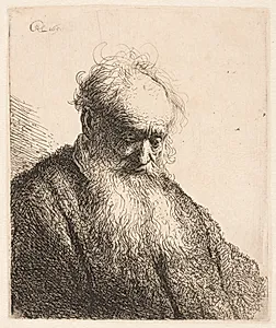 Hovedet af en gammel mand, 3/4 mod højre by Rembrandt van Rijn