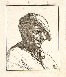 Hovedet af en leende bonde by Adriaen van Ostade