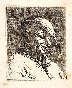 Hovedet af en leende bonde by Adriaen van Ostade