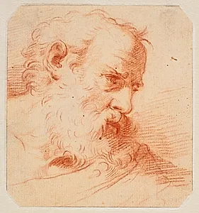 Hovedet af en skægget mand, seende mod højre by Ubekendt