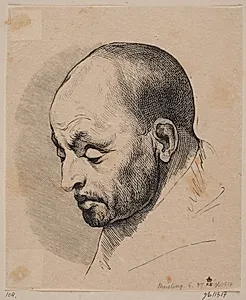 Hovedet af en skaldet mand by Peter Ludvig Meisling