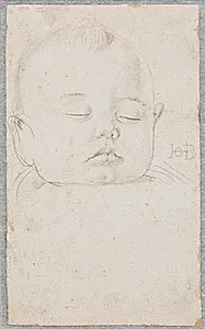 Hovedet af en sovende smådreng. En face by Hans Baldung Grien
