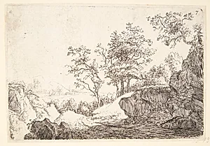 Hulvej i et klippelandskab by Jan van Aken