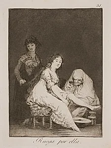 Hun beder for hende by Francisco de Goya