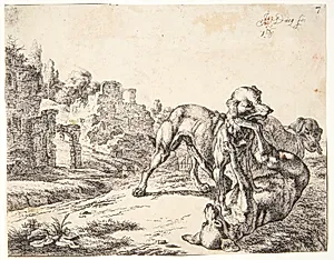 Hunde, som slås by Johan le Ducq