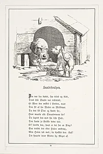 Hundehvalpen. Illustration til H.V. Kaalund, "Fabler for Børn" by H.P. Hansen