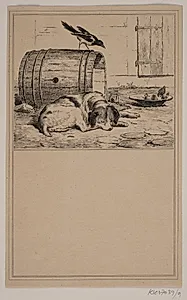 Hundens trug. Nr. 8 i Chr. Winther og M. Rørbye, "25 Billeder for små børn" by Adolph Kittendorff