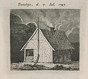 Hus med lynafleder by Gerhard Ludvig Lahde