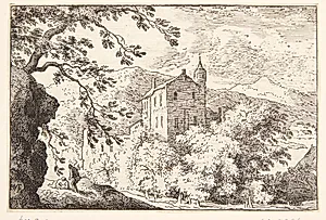 Hus med tårn by Allaert van Everdingen