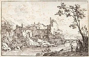 Hus på en flodbred by Jan Smees