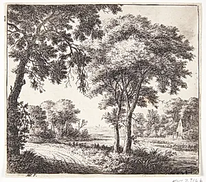 Hus på en flodbred by Anthonie Waterloo