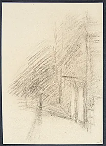 Huse og gadelygte by Albert Gottschalk
