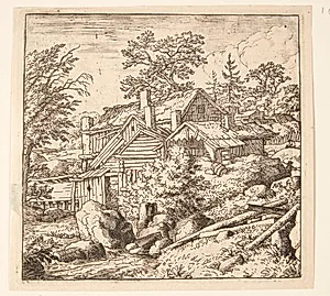 Huse på en bjergside by Allaert van Everdingen