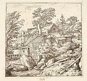 Huse på en bjergside by Allaert van Everdingen