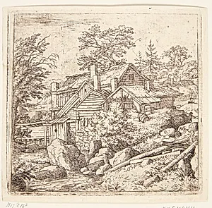 Huse på en bjergside by Allaert van Everdingen