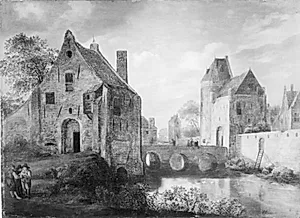 Huse ved en kanal by Jan van der Heyden