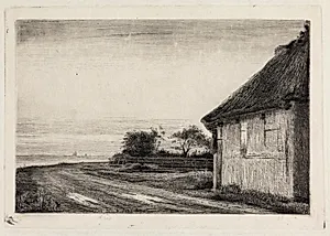 Huset og haven ved havet by Carl Bloch