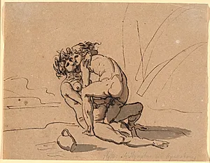 Hylas, kærtegnet af nymfen by Nicolai Abildgaard