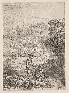Hyrden og hans familie by Rembrandt van Rijn