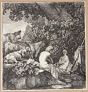 Hyrder ved en dam by Moyses van Wtenbrouck