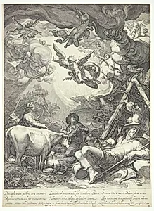 Hyrdernes bebudelse by Jan Saenredam