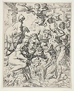 Hyrdernes tilbedelse by Dirk Volkertsz. Coornhert