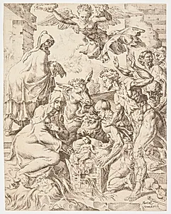 Hyrdernes tilbedelse by Dirk Volkertsz. Coornhert