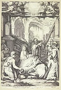 Hyrdernes tilbedelse by Jacob Matham