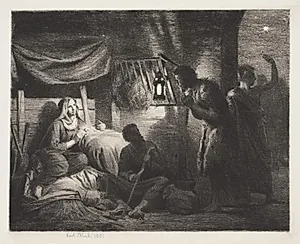 Hyrdernes tilbedelse by Carl Bloch