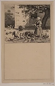 I hønsegården. Nr. 11 i Chr. Winther og M. Rørbye, "25 Billeder for små børn" by Adolph Kittendorff