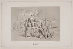 I Kongsgården, pag. 65, illustration til Christian Winthers "Hjortens Flugt" by Lorenz Frølich