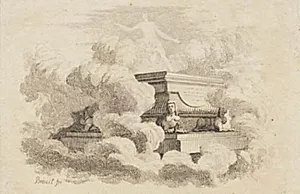 I skyerne hviler en sarkofag på fire sfinxer by J.F. Clemens
