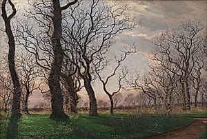 I udkanten af en egeskov en tidlig forårsmorgen by Janus la Cour
