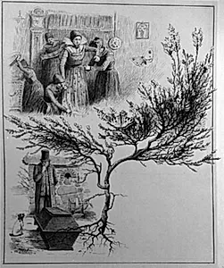 Ikke anvendt illustration til St. St. Blicher: "Mowns". F.o.: bruden pyntes; f.n.: snedkeren ved kisten by Hans Smidth