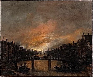 Ildebrand om natten i Amsterdam by Aert van der Neer